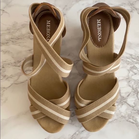 Wedge tan strapped sandal size 8 Merona - Picture 5 of 8